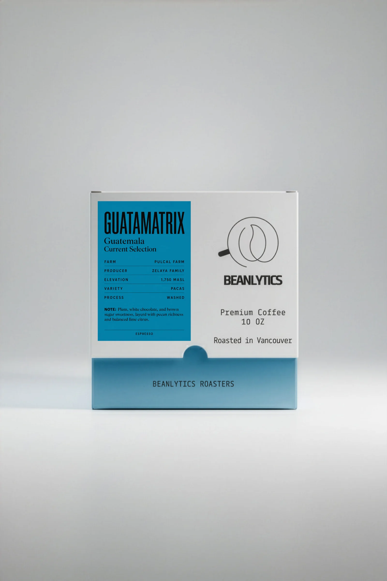 Beanlytics GUATAMATRIX Guatemala specialty coffee box featuring washed Pacas from Pulcal Farm.