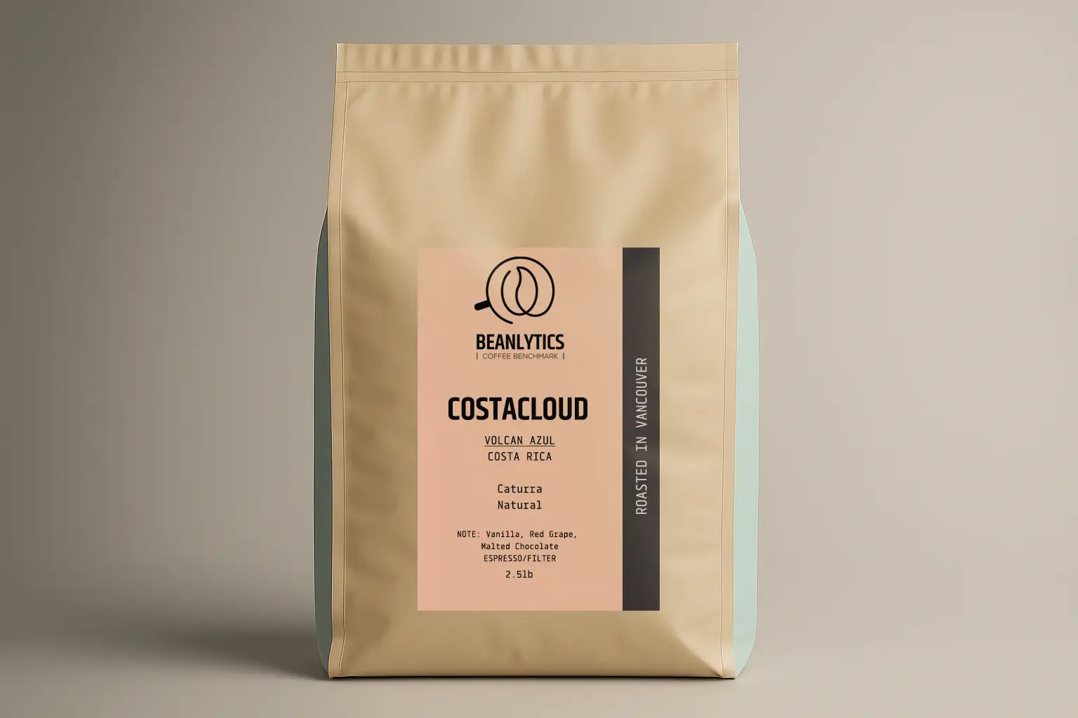 CostaCloud wholesale coffee bags by Beanlytics Coffee Roasters, featuring high-quality specialty beans for cafés and coffee businesses.